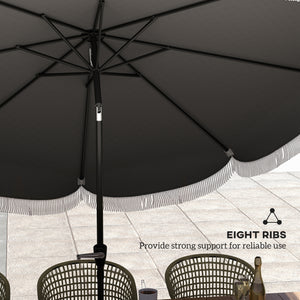 Outsunny 9FT Patio Umbrella, UPF 30+ Outdoor Market Umbrella with Crank, 8 Ribs, Push Button Tilt, Vented Patio Table Umbrella for Deck Backyard Lawn, Charcoal Gray