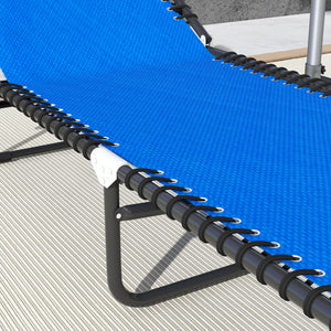 Outsunny Folding Chaise Lounge Pool Chair, Patio Sun Tanning Chair, Outdoor Lounge Chair with 4-Position Reclining Back, Breathable Mesh Seat for Beach, Yard, Patio, Blue