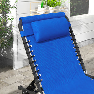 Outsunny Folding Chaise Lounge Pool Chair, Patio Sun Tanning Chair, Outdoor Lounge Chair with 4-Position Reclining Back, Breathable Mesh Seat for Beach, Yard, Patio, Blue