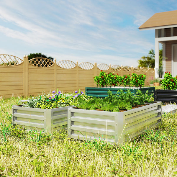 Galvanized Raised Garden Bed, 4' x 2' x 1' Metal Planter Box, for Growing Vegetables, Flowers, Herbs, Succulents, Silver