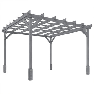 3 x 3 m Wooden Pergola Kit, Decorative Garden Gazebo Shelter with Stable Structure for Climbing Vines, Flowers, Grey