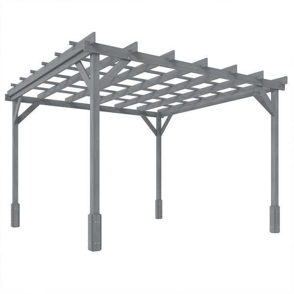 3 x 3 m Wooden Pergola Kit, Decorative Garden Gazebo Shelter with Stable Structure for Climbing Vines, Flowers, Grey
