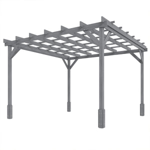 3 x 3 m Wooden Pergola Kit, Decorative Garden Gazebo Shelter with Stable Structure for Climbing Vines, Flowers, Grey
