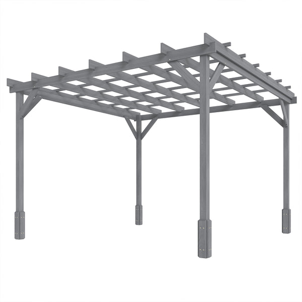 3 x 3 m Wooden Pergola Kit, Decorative Garden Gazebo Shelter with Stable Structure for Climbing Vines, Flowers, Grey