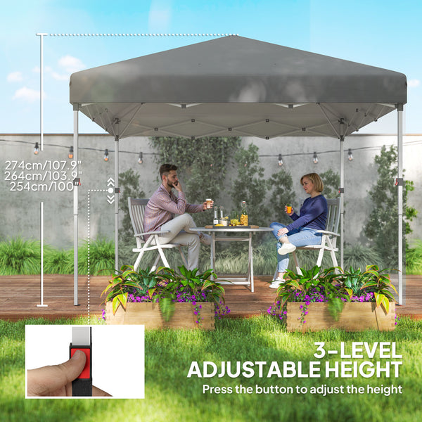 10' x 10' Pop Up Canopy Tent with Removable Sidewalls, Instant Shelter with Portable Roller Bag, 4 Sand Bags, Adjustable Height for Outdoor, Garden, Patio, Dark Grey