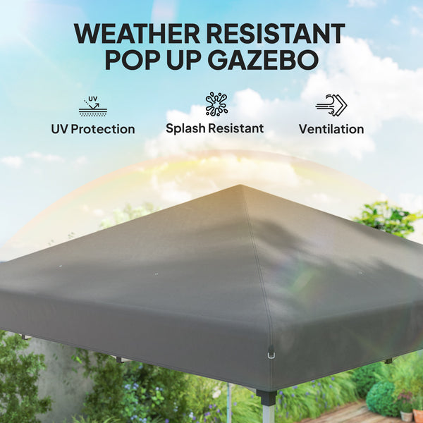 10' x 10' Pop Up Canopy Tent with Removable Sidewalls, Instant Shelter with Portable Roller Bag, 4 Sand Bags, Adjustable Height for Outdoor, Garden, Patio, Dark Grey