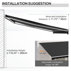 Outsunny 16' x 10' Electric Awning, Retractable Awning, UV Protection Sun Shade Shelter with Remote Controller and Manual Crank Handle for Deck, Balcony, Yard, Black