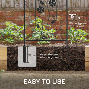 2 Pack Garden Trellis for Climbing Plants, Outdoor Metal Grid Panels with Birds and Leaves, for Roses, Vine Flower, Cucumber, Clematis, 39" Tall