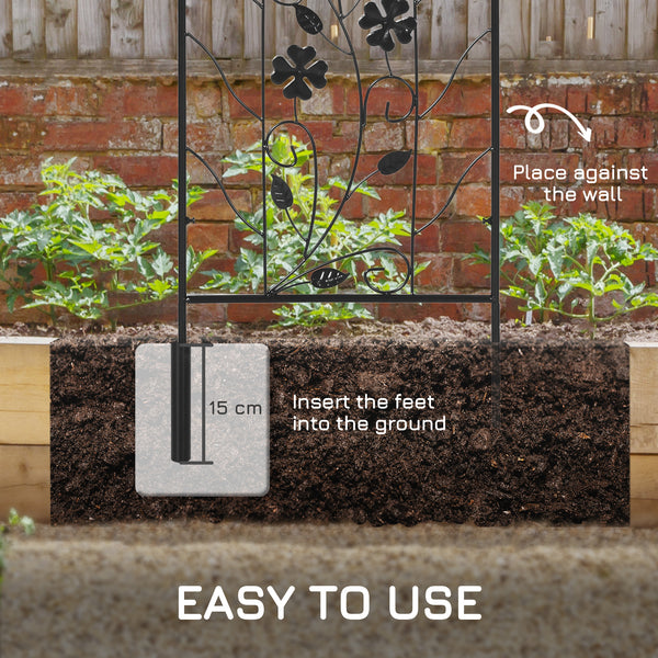 2 Pack Garden Trellis for Climbing Plants, Outdoor Metal Grid Panels with Birds and Leaves, for Roses, Vine Flower, Cucumber, Clematis, 39" Tall