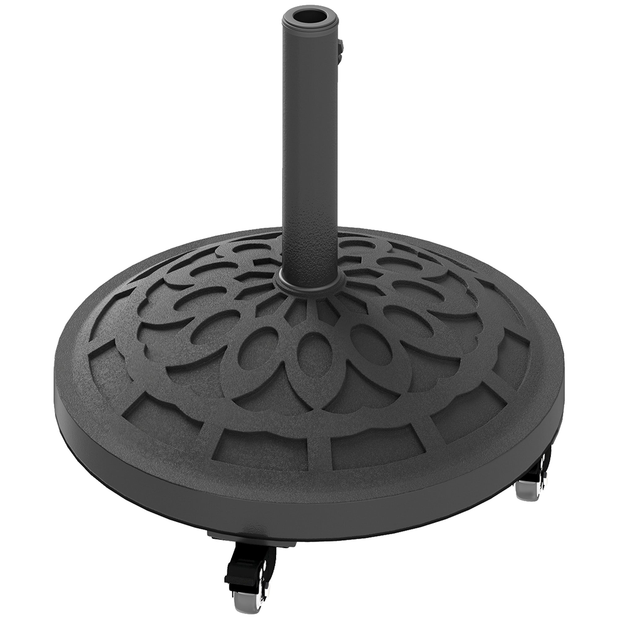 Outsunny 46 lbs Patio Umbrella Base with Wheels, Black