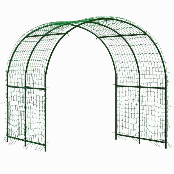 Garden Arch Trellis for Climbing Plants Outdoor, 7.1FT Tall Cucumber Trellis with Climbing Net, Metal Plant Support Archway for Backyard, Lawn, Party, Wedding, Ceremony