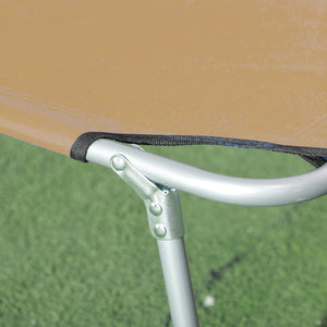 Outdoor Lounge Chair, Adjustable Folding Chaise Lounge, Tanning Chair with Sun Shade for Beach, Camping, Hiking, Backyard, Brown