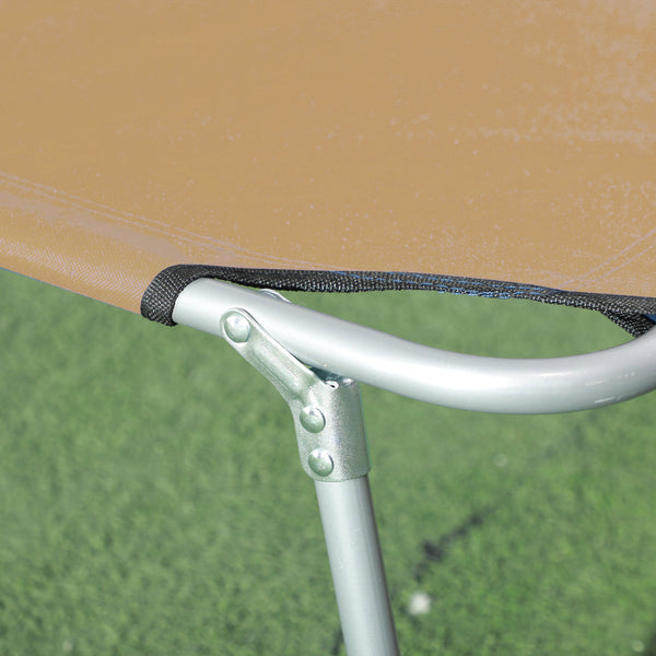 Outdoor Lounge Chair, Adjustable Folding Chaise Lounge, Tanning Chair with Sun Shade for Beach, Camping, Hiking, Backyard, Brown