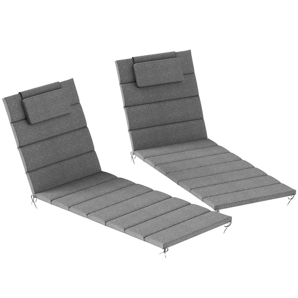 Outsunny Outdoor Lounge Chair Cushion Set of 2, UPF50+ 230gsm Olefin and 25D High-Density Foam, Foldable Patio Chaise Lounge Cushion Set, Fade Resistant for Lawn Pool, 80" x 26", Charcoal Gray