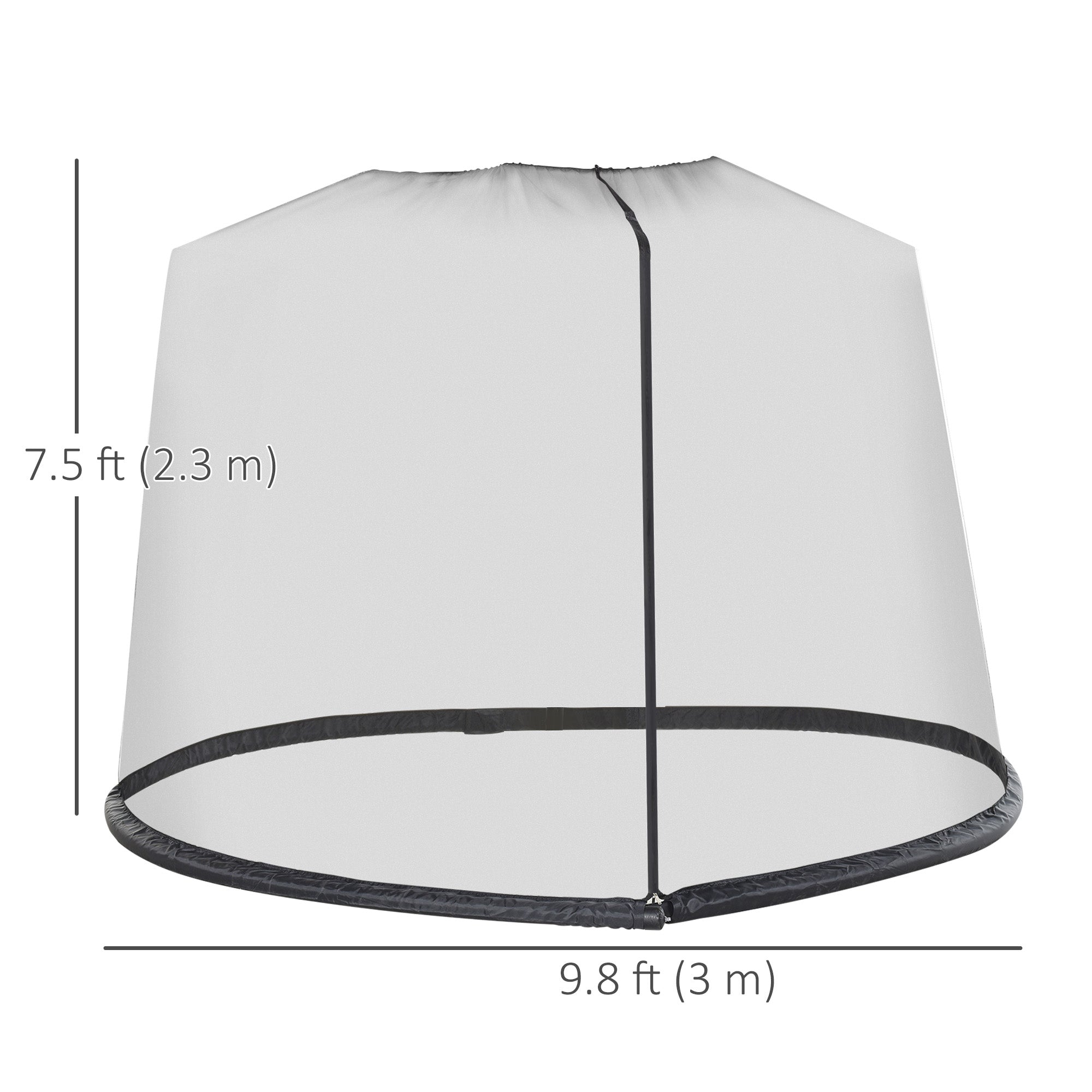 Outsunny 7.5FT Umbrella Mosquito Net with Zippered Door, Black