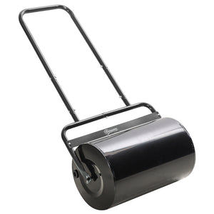 Outsunny 20-Inch Push/Tow Behind Lawn Roller Filled with 10 Gal Water or Sand, Yard Roller for Flattening Sod in the Garden, Black