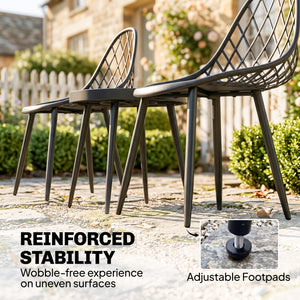 3-Piece Outdoor Bistro Set with 2 Chairs and Round Table, Weather-Resistant Metal Frame, Modern Patio Furniture for Garden, Balcony, Porch, Black