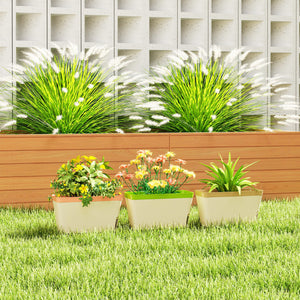3 Pack Self Watering Planter Box, 10.5 Inch Outdoor Flower Pots with Water Level Indicator, Plastic Planter Pots for Herbs, Vegetables, Flowers, Succulents Plants