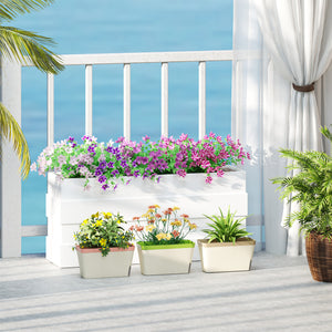 3 Pack Self Watering Planter Box, 10.5 Inch Outdoor Flower Pots with Water Level Indicator, Plastic Planter Pots for Herbs, Vegetables, Flowers, Succulents Plants