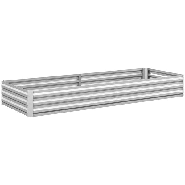 Galvanized Raised Garden Bed, 8' x 3' x 1' Metal Planter Box, for Growing Vegetables, Flowers, Herbs, Succulents, Silver