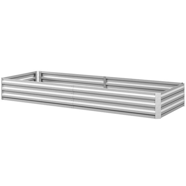 Galvanized Raised Garden Bed, 8' x 3' x 1' Metal Planter Box, for Growing Vegetables, Flowers, Herbs, Succulents, Silver