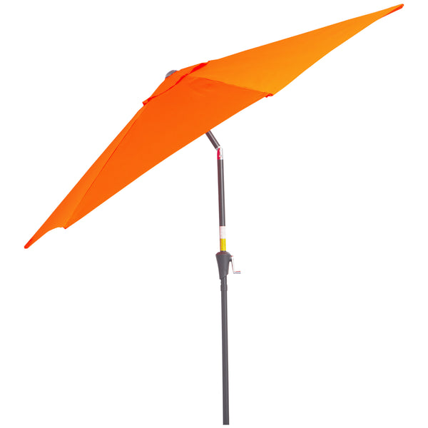 8.5FT Patio Umbrella, Round Garden Parasol with 6 Ribs, Market Sunshade Tilt Canopy w/ Crank Handle for Outdoor, Orange