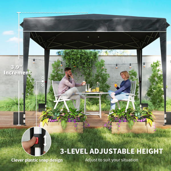 10 x 10 ft Pop Up Canopy Tent with Sidewalls, UPF50+ Outdoor Portable Instant Canopy Shelter with Carry Bag, Sandbags, Adjustable Height for  Parties, Events, Camping, Black