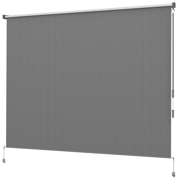 8'W x 6'H Roller Shades, Outdoor Blinds Cordless Roll Up Shade for Porch Balcony Gazebo, Dark Grey