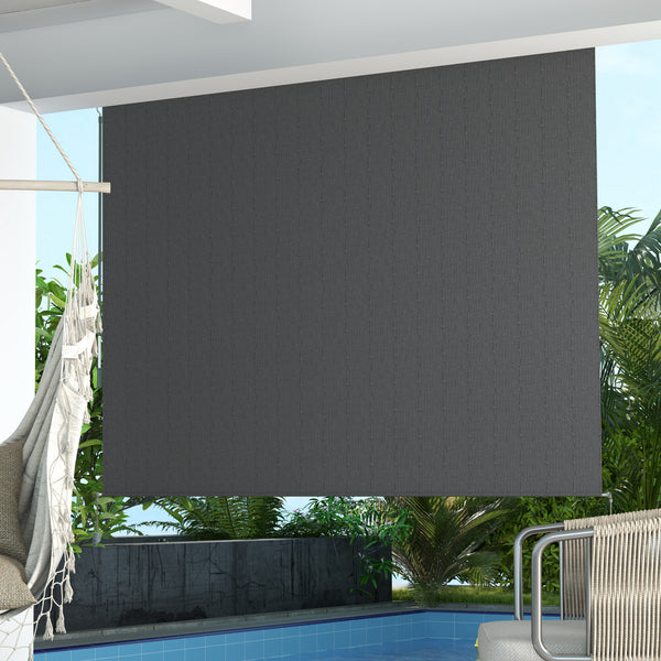 8'W x 6'H Roller Shades, Outdoor Blinds Cordless Roll Up Shade for Porch Balcony Gazebo, Dark Grey