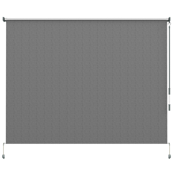 8'W x 6'H Roller Shades, Outdoor Blinds Cordless Roll Up Shade for Porch Balcony Gazebo, Dark Grey