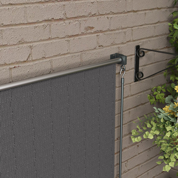 8'W x 6'H Roller Shades, Outdoor Blinds Cordless Roll Up Shade for Porch Balcony Gazebo, Dark Grey