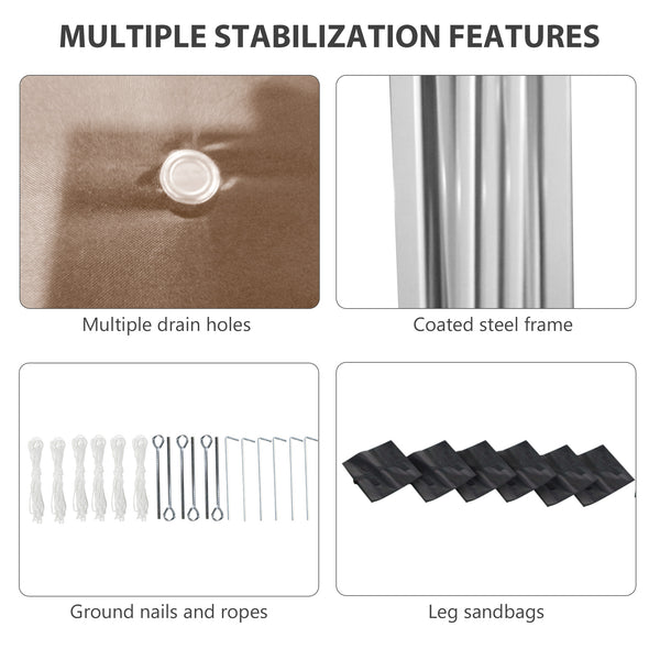 10' x 19.5' Pop Up Canopy Tent with Sidewalls, UPF 30+ Height Adjustable Large Party Tent Event Shelter with Leg Weight Bags and Wheeled Carry Bag for Garden, Patio, Brown