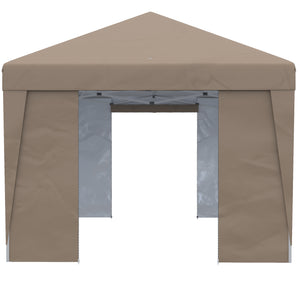 10' x 19.5' Pop Up Canopy Tent with Sidewalls, UPF 30+ Height Adjustable Large Party Tent Event Shelter with Leg Weight Bags and Wheeled Carry Bag for Garden, Patio, Brown