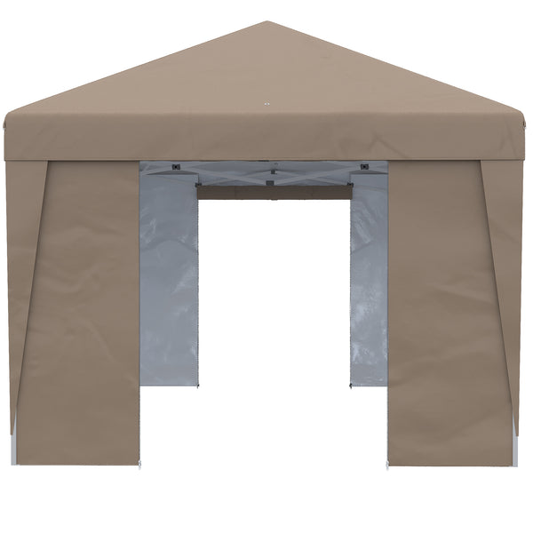 10' x 19.5' Pop Up Canopy Tent with Sidewalls, UPF 30+ Height Adjustable Large Party Tent Event Shelter with Leg Weight Bags and Wheeled Carry Bag for Garden, Patio, Brown
