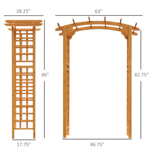 90in Wood Garden Arbor Arch with Trellis Wall for Climbing & Hanging Plants, Decor for Party, Weddings, Birthdays & Backyards