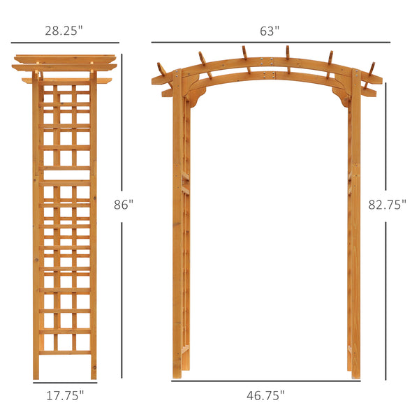 90in Wood Garden Arbor Arch with Trellis Wall for Climbing & Hanging Plants, Decor for Party, Weddings, Birthdays & Backyards