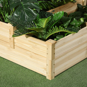 3 Tier Raised Garden Bed, Outdoor Planter Box, Wooden Garden Box with Open Bottom for Growing Vegetables, Herbs, Flowers, 42.5" x 34.75" x 14.25", Natural