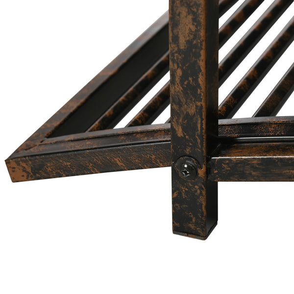 3.3FT Metal Arch Zen Garden Bridge with Safety Siderails, Decorative Footbridge, Delicate Floral Scrollwork for Stream, Fish Pond, Brown