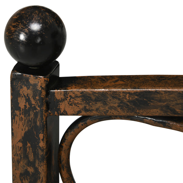 3.3FT Metal Arch Zen Garden Bridge with Safety Siderails, Decorative Footbridge, Delicate Floral Scrollwork for Stream, Fish Pond, Brown