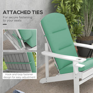 Outdoor Adirondack Chair Muskoka Chair Cushion, Patio Chair Cushion with Back Cushion and Ties, Water Repellent Replacement Seat Pads for Fire Pit Chairs, Green