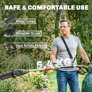 18V 8" Cordless Pole Chainsaw, 1.94m/2.56m Electric Chainsaw with 2 x 4.0Ah Batteries, Charger, Auto Lubrication, 6m/s Chain Speed, Long Reach Pole Pruner for Branch Cutting Tree Trimming