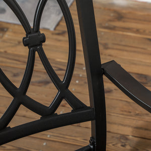 7 Pieces Patio Dining Set for 6 with Stackable Chairs, Outdoor Table and Chairs with Wood Grain Top, for Garden, Backyard, Porch, Brown