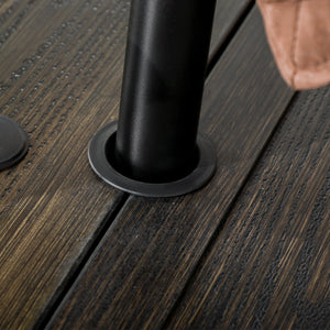 7 Pieces Patio Dining Set for 6 with Stackable Chairs, Outdoor Table and Chairs with Wood Grain Top, for Garden, Backyard, Porch, Brown