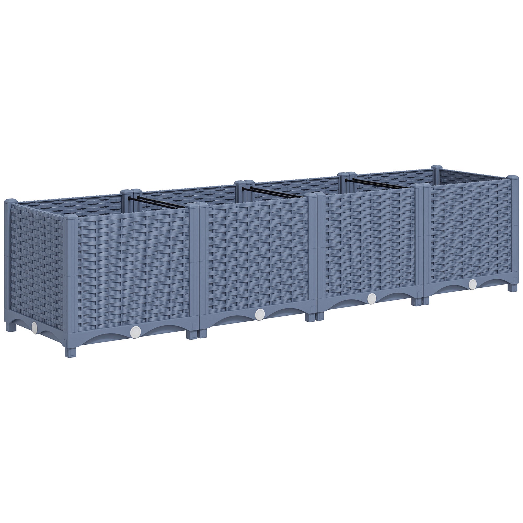 tall plastic planter boxes Outsunny 5 x 1 x 1 ft Raised Garden Bed, Indoor Outdoor Plastic Planter Box with Drainage Holes for Vegetables, Herbs, Flowers & Succulents, Blu