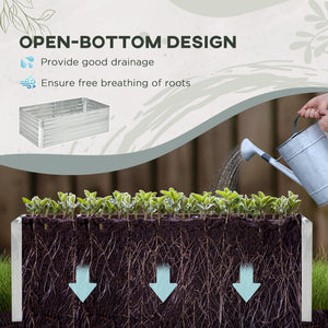 Outsunny Galvanized Raised Garden Bed Kit with Reinforcing Bars, Large and Tall Metal Planter Box for Vegetables, Flowers and Herbs, 6' x 3' x 2', Silver