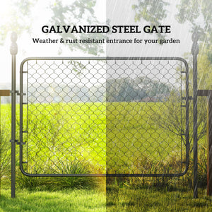 Garden Gate Chain Link Fence Gate, Galvanized Steel Garden Door for Yard Entrance Way, 26-71 in. W x 4 ft. H, Black