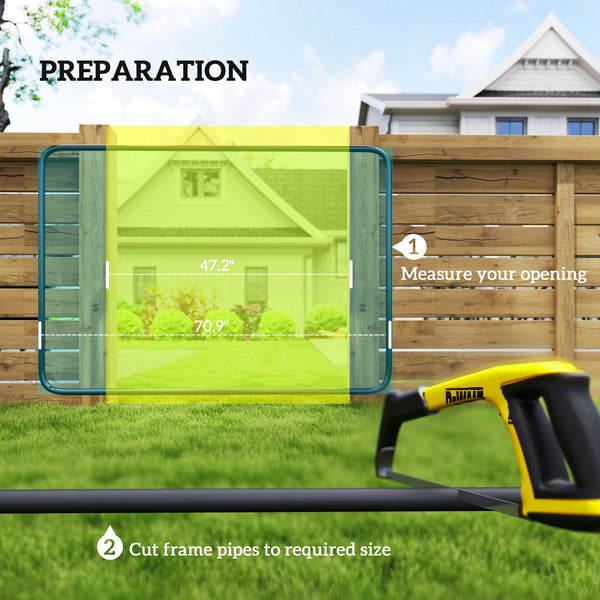 Garden Gate Chain Link Fence Gate, Galvanized Steel Garden Door for Yard Entrance Way, 26-71 in. W x 4 ft. H, Black