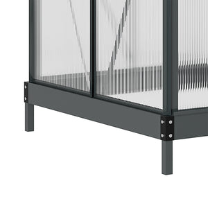 6 x 4ft Polycarbonate Greenhouse, Large Walk-In Green House with Slide Door and Window, Garden Plants Grow House with Aluminium Frame and Foundation, Grey