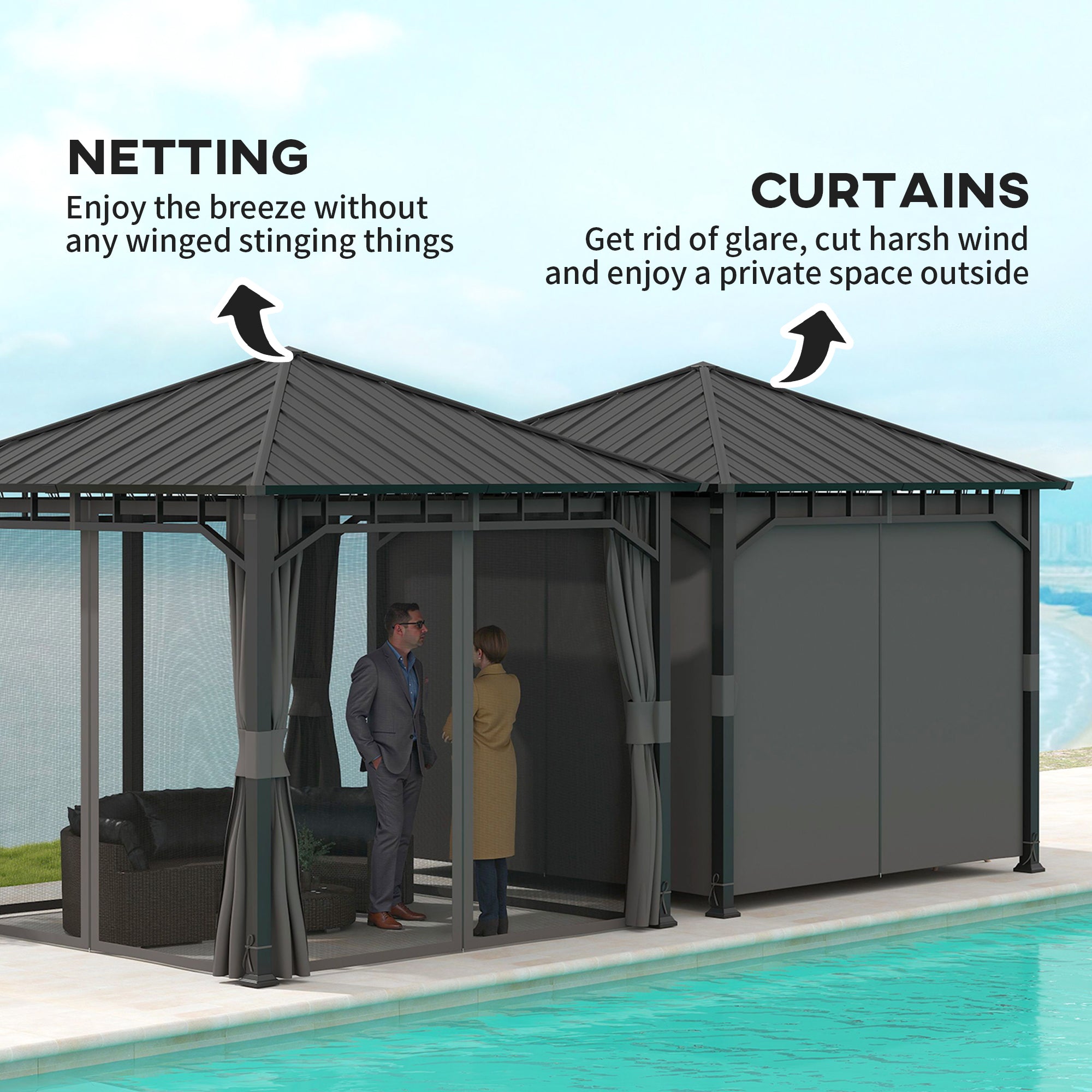 Outsunny 3 X 3m Hardtop Gazebo With Galvanised Steel Roof Water Gutter outsunny-3-x-3m-hardtop-gazebo-with-galvanised-steel-roof-water-gutter