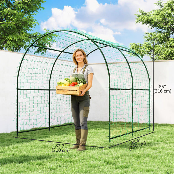 Garden Arch Trellis for Climbing Plants Outdoor, 7.1FT Tall Cucumber Trellis with Climbing Net, Metal Plant Support Archway for Backyard, Lawn, Party, Wedding, Ceremony
